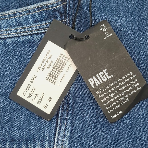 PAIGE Portia Wide Leg Jeans Size 29 Inset Seams High Rise Denim NWT Blue - Picture 5 of 7